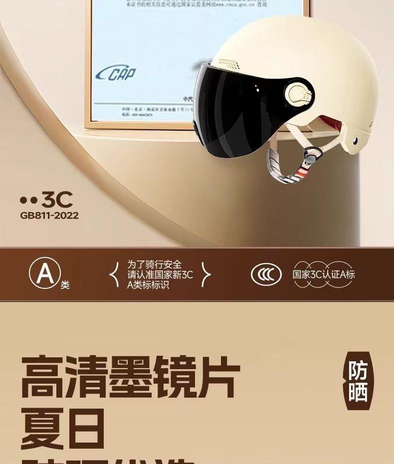 New National Standard Certified Electric Vehicle Helmet for Men and Women, Motorcycle Safety Helmet, Universal for All Seasons, Sun Protection, Summer Half Helmet