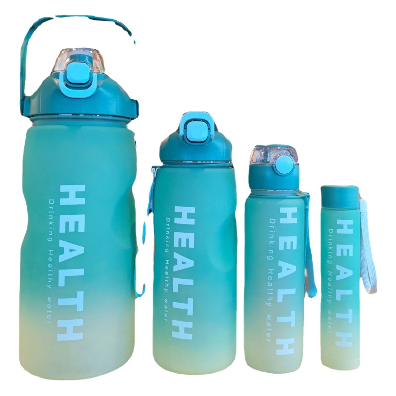 Taza de agua gradiente de cuatro piezas de gran capacidad gimnasio deportes hervidor de paja taza de plástico mercado sudamericano al por mayor