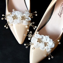 新娘婚鞋手工珍珠裝飾 珍珠花鞋扣 鑽石鞋花歐美風格 跨境