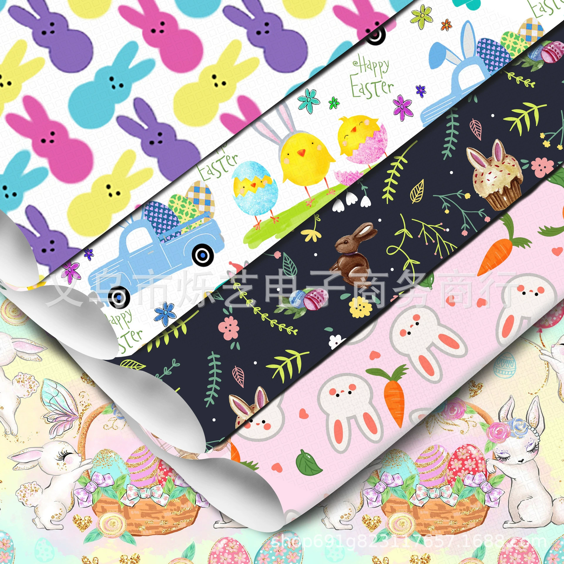 50X140 см полуметр непрерывный милый кролик Пасхальная серия ПВХ кожа искусственная кожа DIY кожа ручной работы