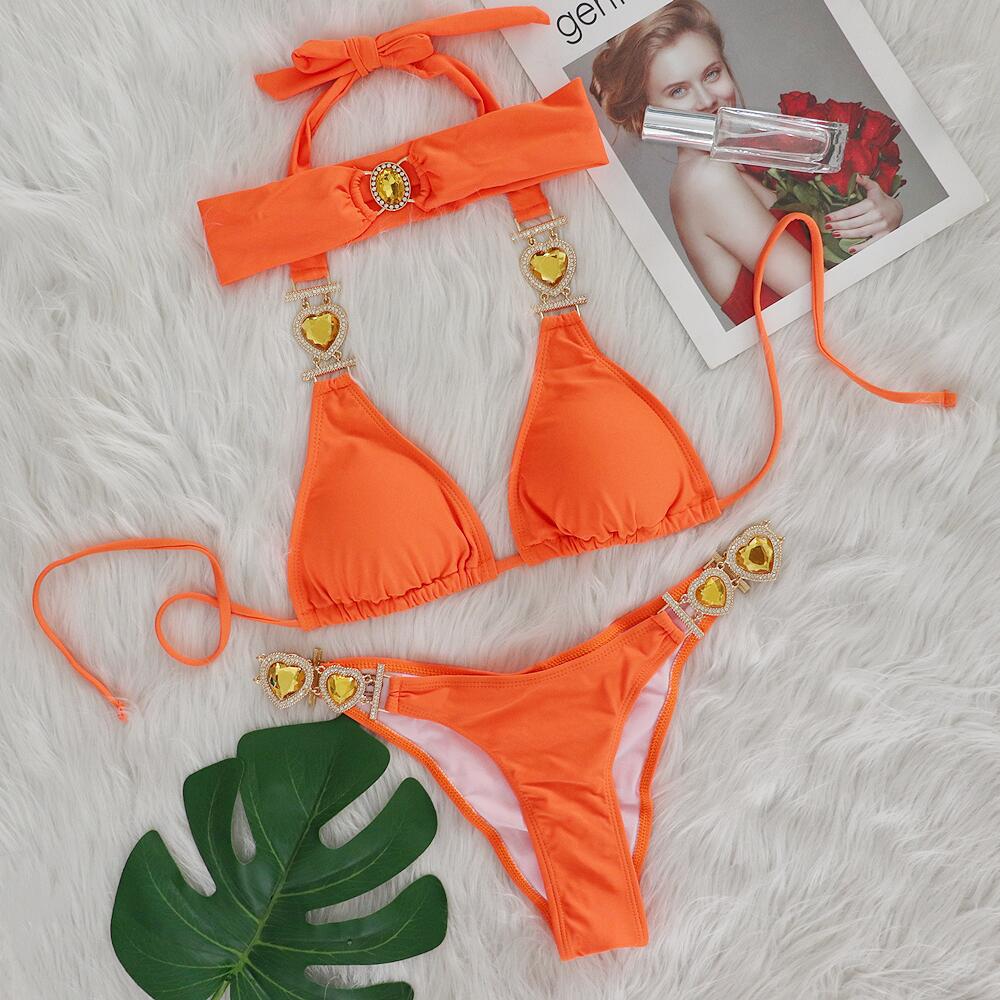 203g Weight Sexy Feel Of Sensation Mid Waist Panties Waist Bikini Panties Style Bralette Bra Category Nylon, Polyester Fabric Type 2 Pieces Set Quantity Swimming Pool, Beach Occasion Solid Color Pattern Women's Gender Women's Solid Color 2 Pieces Set Bikinis Swimwear 11