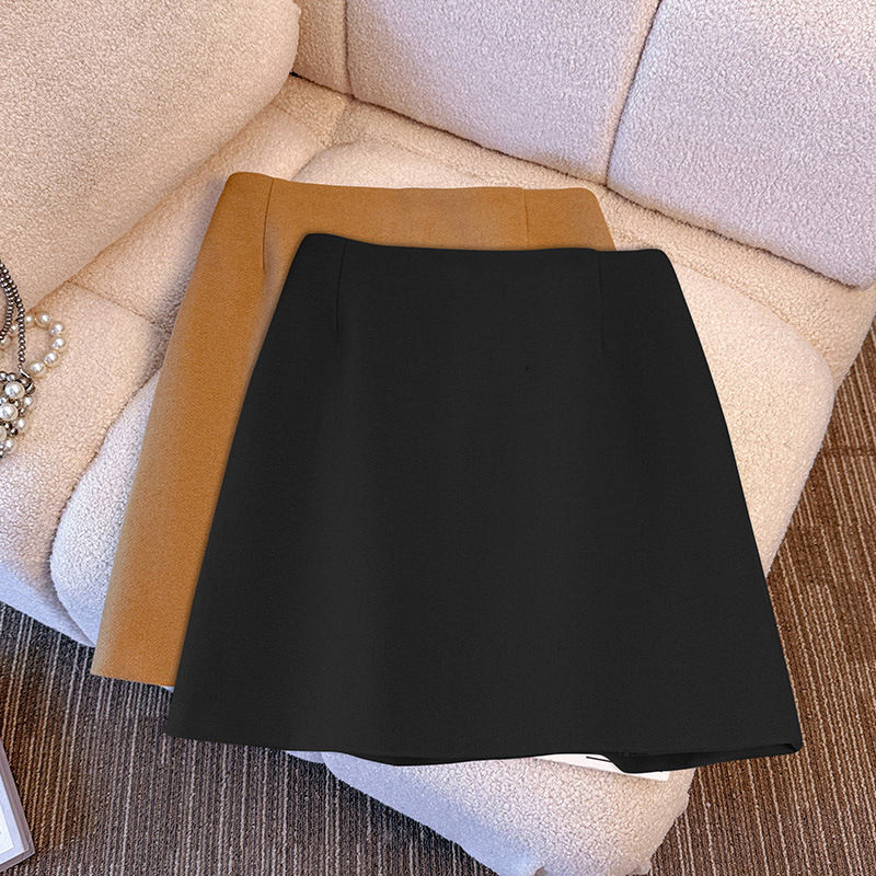 65-175kg Plus Size Women's Clothing for Fat mm Autumn and Winter New Retro Elegant Simple High-Waisted Woolen A-Line Skirt
