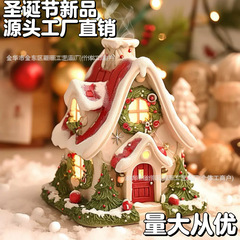 跨境新品圣诞雪屋树脂摆件家居桌面香薰香炉节日氛围装饰品发光