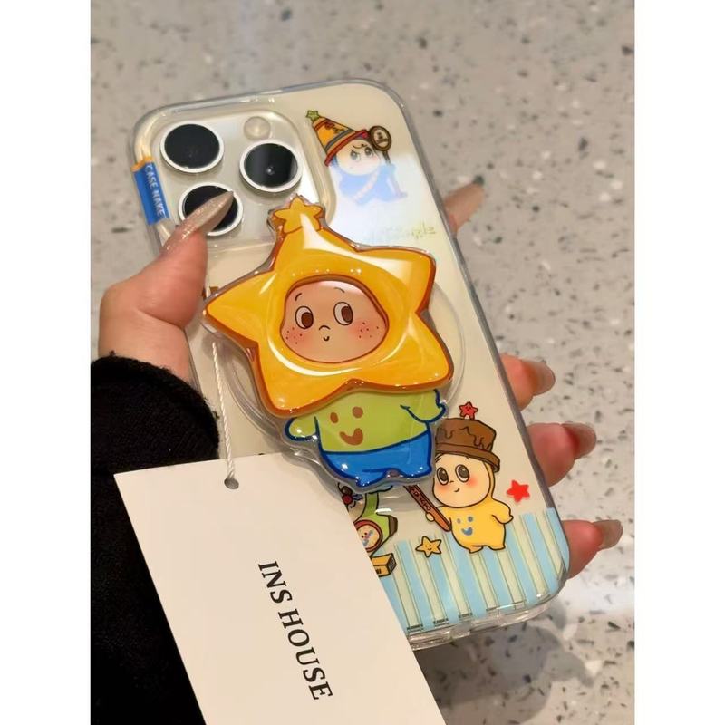 卡通软萌闹钟星星头套小男孩适用iphone16promax苹果15pro手机壳|undefined