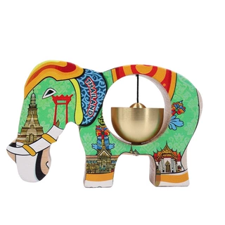 跨境定制彩绘大象磁吸门铃东南亚风情Painted Elephant Doorbell