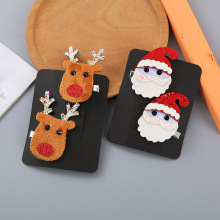 圣诞节发饰可爱发夹边夹头饰儿童新款PU鹿角对夹立体女孩夹子批发