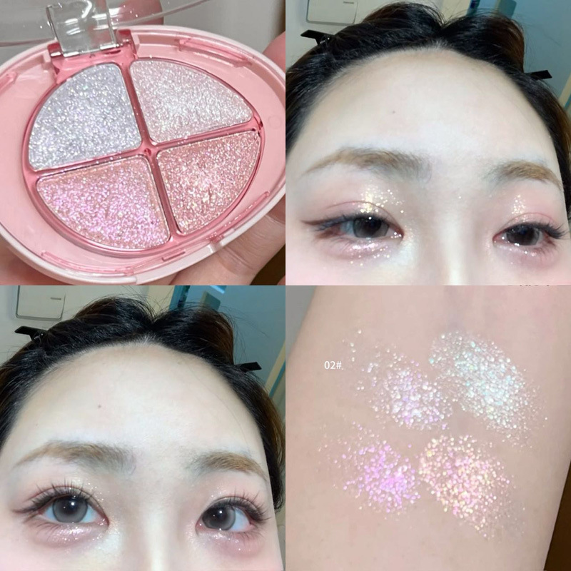HERORANGE Sweet Gravity Eye Shadow Plate de cuatro colores, brillo de perla mate, brillo de alto brillo, sombras de ojos transfronterizas