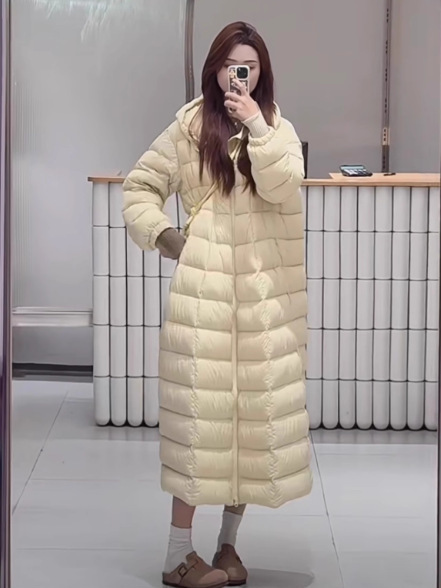 90白鸭绒长款连帽过膝羽绒服女士2025新款冬季抗寒保暖宽松外套|undefined