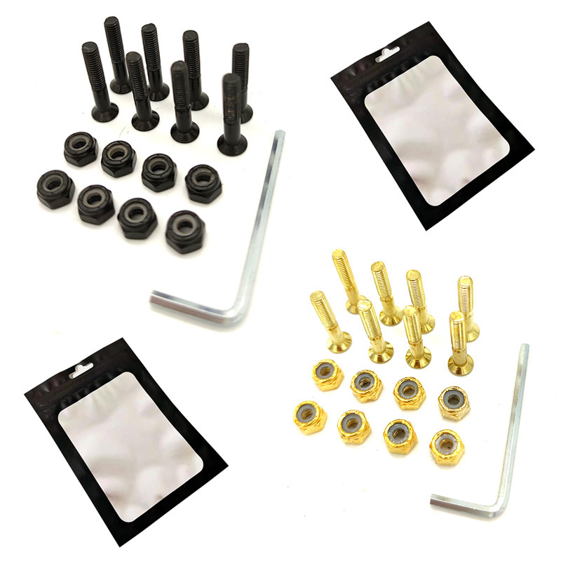 Inch Black Gold Double Skid Plate Bridge Nail Surfboard Longboard Screw Plate Nail Hexagon Hardware Screw Nail