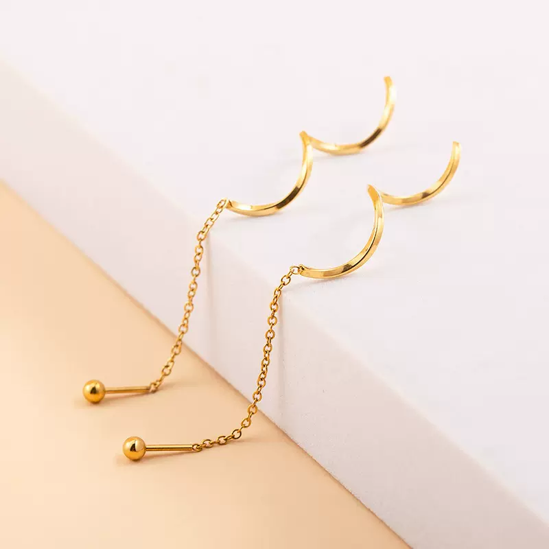 时尚潮流个性耳饰新品气质百搭波浪扭曲螺旋长款流苏S型耳线饰品