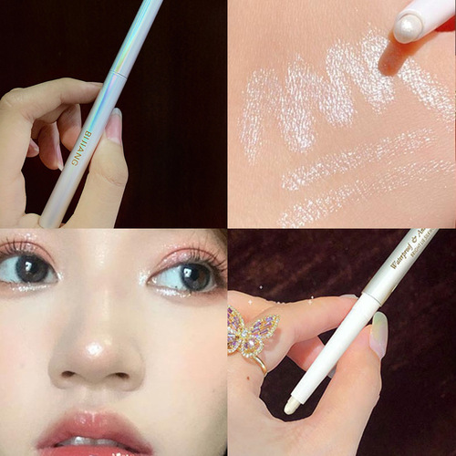 Pensmith Silkworm Pen Pearlescent White Dual-Purpose Highlight Stick Waterproof Not Easy to Smudge Eyeshadow Pen Eye Makeup Beginner Brightening