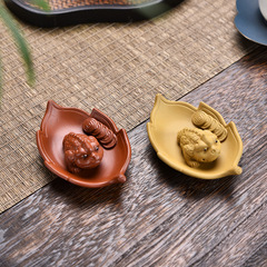  一夜暴富創意紫砂三足金蟾茶寵擺件精品可養招財蟾蜍茶台茶盤配