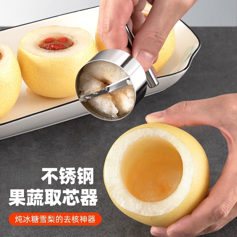 Stainless Steel Fruit Corer for Home Use, Apple and Pear Core Remover, Pear Hole Digger Tool Stainless Steel Fruit Corer for Home Use, Apple and Pear Core Remover, Pear Hole Digger Tool