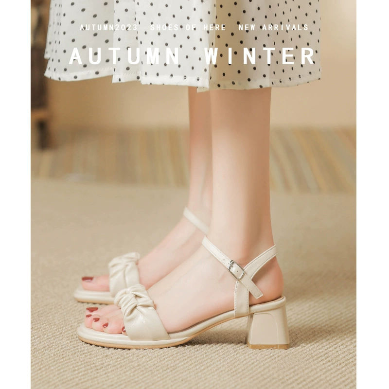 Босоножки на высоком каблуке для женщин 2024 новый летний красивый коренастый каблук высокие каблуки для женщин