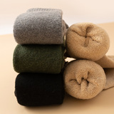 Шерстяные зимние высокие сапоги, флисовые демисезонные кашемировые гольфы, увеличенная толщина, высокая талия