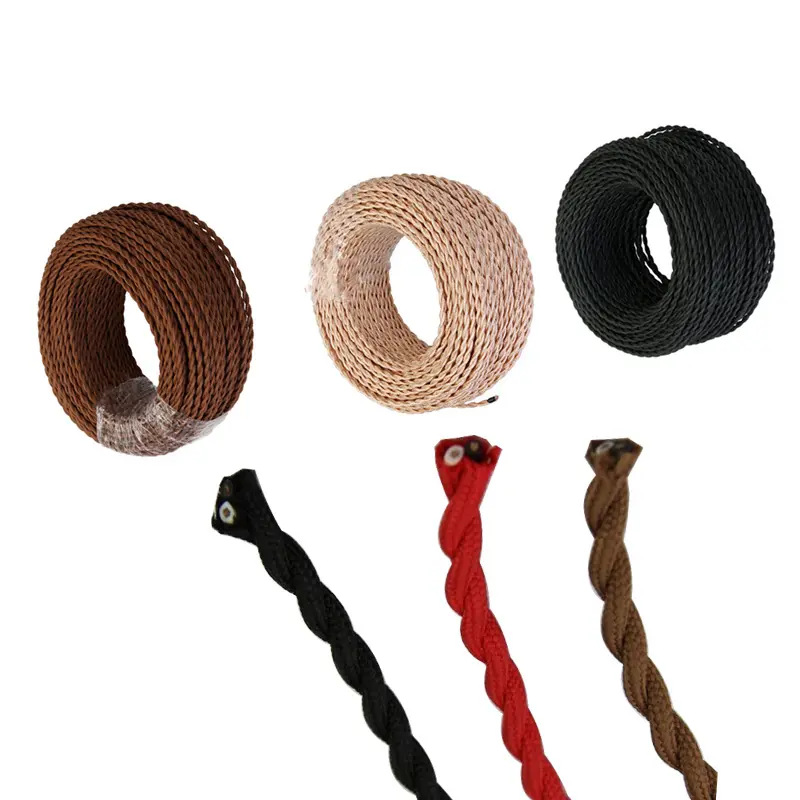 2*0.75MM 국가 표준 컬러 트위스트 꼰 와이어 구리 와이어 트위스트 페어 램프 샹들리에 E27 레트로 우드 램프