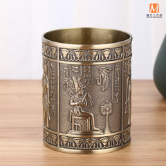 金屬歐式埃及神像筆筒家用埃及圖騰創意筆筒筆插辦公文化禮品批發