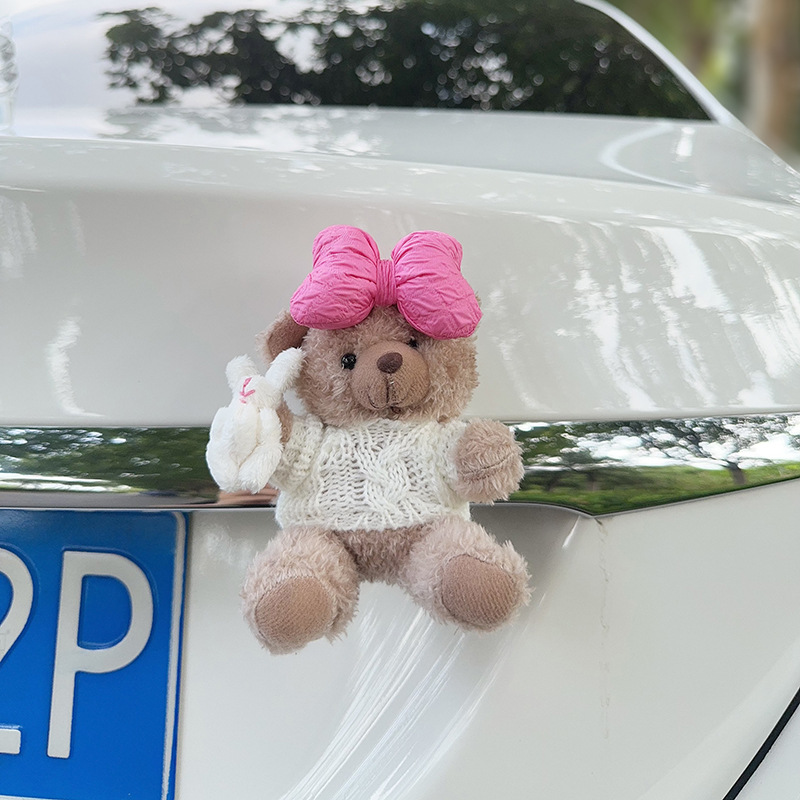 Colgante de cola de automóvil lindo peluche oso muñeca muñeca baúl de automóvil decoración de decoración de motocicleta eléctrica
