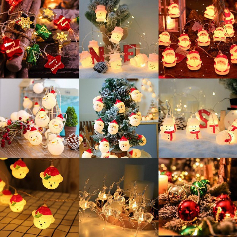 LED クリスマスライトストリングサンタクロース雪だるまヘラジカお祭り雰囲気ライトバッテリー USB クリスマスツリー特別なカラフルなライトストリング|undefined