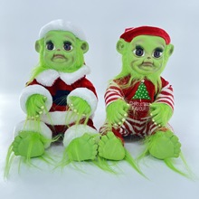 圣诞绿毛怪毛绒玩具格林奇娃娃公仔创意圣诞礼物玩偶婴儿乳胶摆件