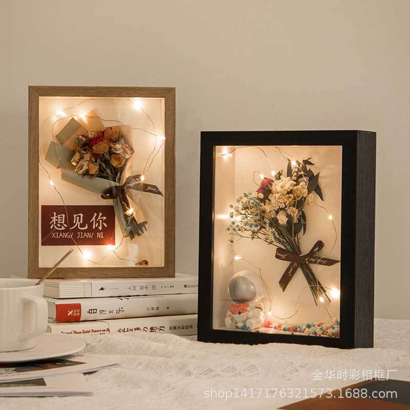 中空干花立体6寸相框保存制作标本diy装裱画框展示摆台定框架制|ms