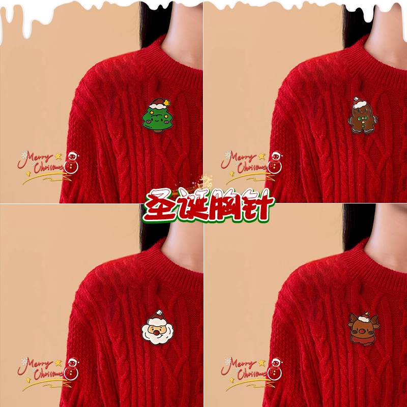 Navidad broche de dibujos animados femininidad flor de pecho accesorios de ropa regalo de Año Nuevo broche insignia joyas al por mayor