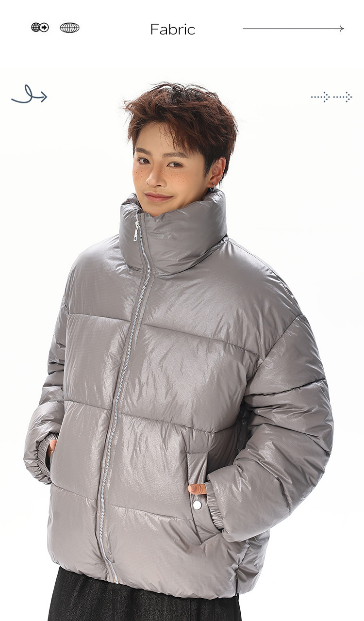 Nylon-Baumwollwattierte Kleidung für Damen und Herren, lockere Baumwollwattierte Jacken, Brotkleidung, Stehkragenjacken für Herren_voghion.com