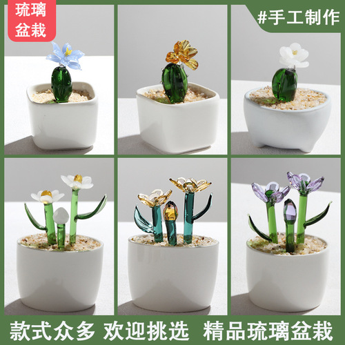 Cross-border wholesale glass trinkets, succulent cactus, bean sprouts, potted plants, office glass crafts, gifts
