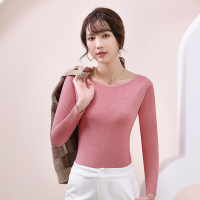 No trace fever keep warm Underwear Plush thickening singleton Self cultivation jacket Autumn and winter lady No trace Long sleeve Warm clothing