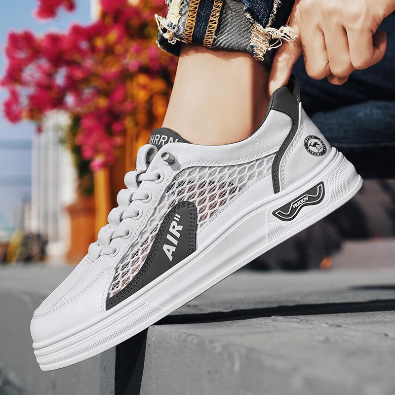 En nombre de los nuevos zapatos de hombre, zapatos de tela de red grande, zapatos de deporte, zapatos casuales, zapatos blancos, suela gruesa de moda, zapatos de moda para estudiantes de todo fósforo, hombres