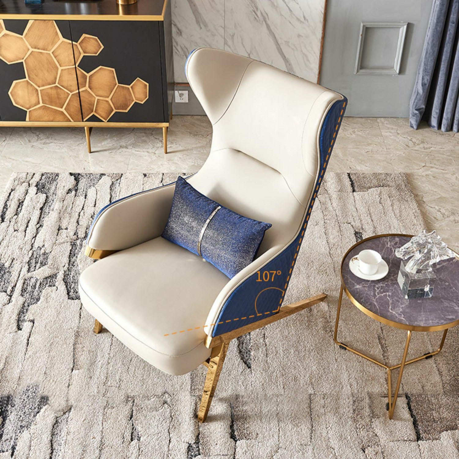 Sofá de lujo ligero para una sola persona, sala de estar de cuero, diseño nórdico moderno y minimalista, silla de ocio minimalista con tigre alto