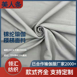 锦纶吸湿速干瑜伽服面料罗纹凉感布料提花楼梯衣服料抗皱