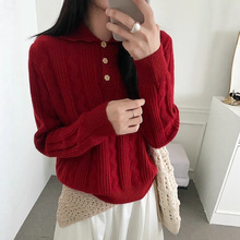 ��ϵ���շ绨��Polo����ͷë��Ů�ﶬ��ɫ��Ŵ�ٴ���֯������1403