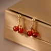 Red cherry earrings (one pair)