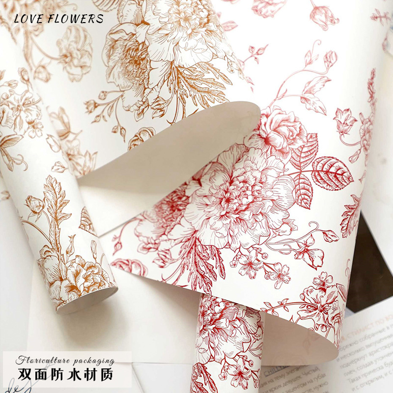 Changyi 卸売花マットフィルムフラワー包装防水紙ヨーロッパレトロブーケフラワー包装紙材料|undefined