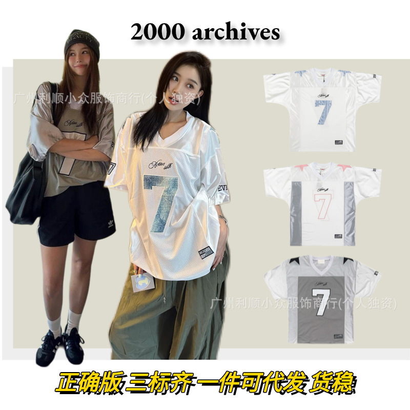 Korean 2000 Archives Jersey Short-Sleeved Number 7 Loose Casual American Retro T-Shirt Lee Ji-Yeon Casual Versatile
