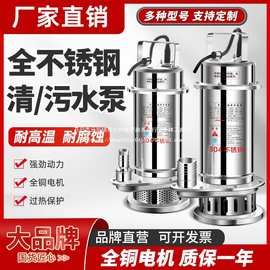 潜水泵304全不锈钢污水泵家用220V高扬程耐腐蚀抽水机化工潜水泵