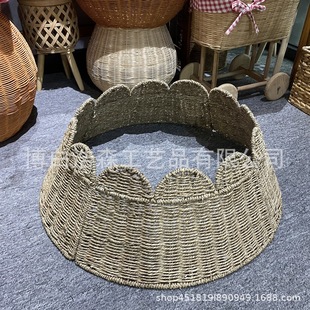 Hand-woven Christmas tree fence seaweed water hyacinth Christmas decoration Christmas tree skirt base removable