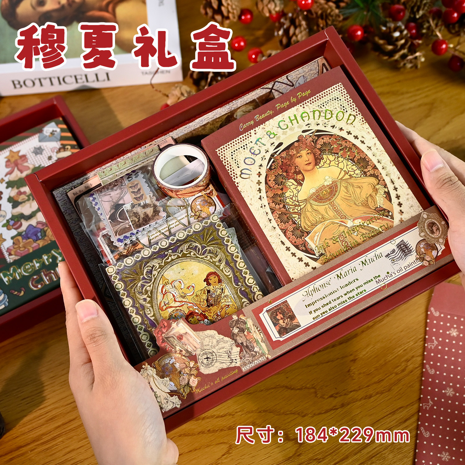 Caja de regalo para diario, cálida y creativa, estilo retro literario y artístico, set de papelería femenino, regalo para estudiantes, venta exclusiva transfronteriza