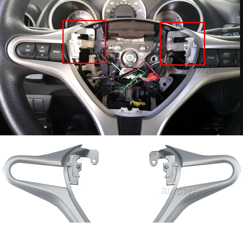 Suitable for 09-14 second-generation Fit Fengfan steering wheel decorative frame bright strip panel silver accessories modification