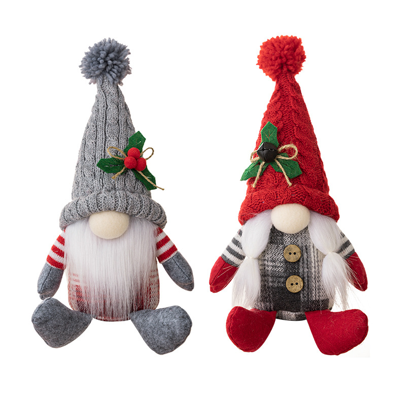 Christmas decorations Nordic sitting dwarf decoration American country Santa Claus knitted doll_voghion.com