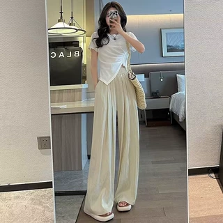 山本裤新款夏季款慵懒高腰防晒裤高个子加长褶皱显瘦休闲裤