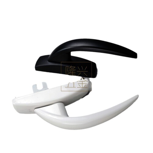 Internal two-point locking round handle with large handle for aluminum-framed windows, European alloy window gear with two-point curved pull handle hardware