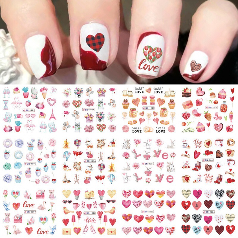 2022 New Nail Art Stickers ins European and American Valentine's Day Love Lip Print Letter Small Cake Watermark Nail Sticker 2022 New Nail Art Stickers ins European and American Valentine's Day Love Lip Print Letter Small Cake Watermark Nail Sticker