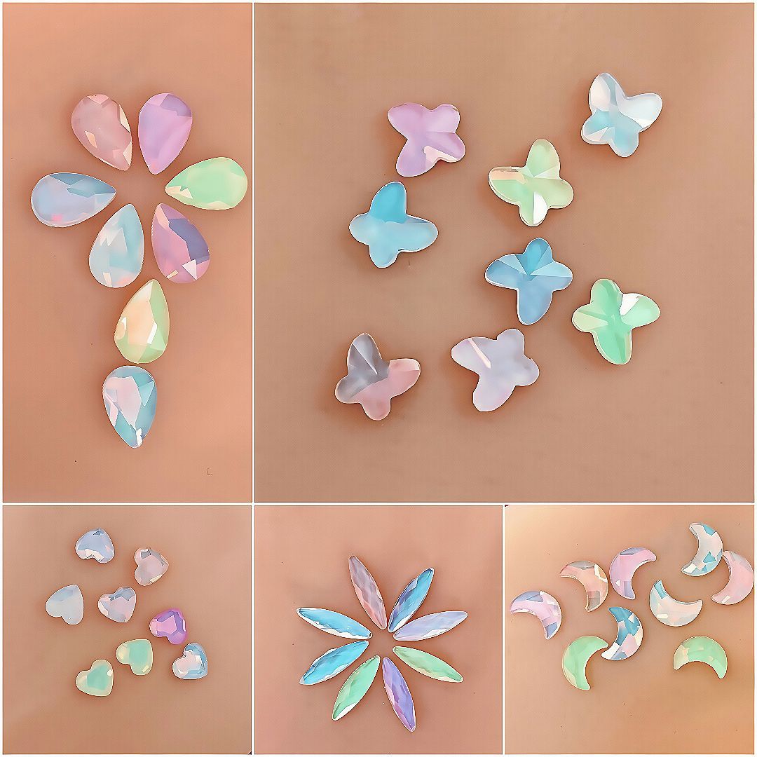 蛋白摩卡平底美甲钻饰品配件彩色极光指甲闪钻网红新美甲饰品批发