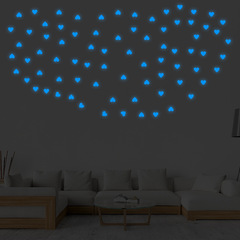 Cross-border heart-shaped glow-in-the-dark sticker for bedroom children's room home decoration wall sticker fluorescent blue green pink sticker