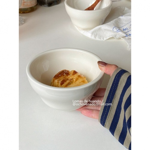 ins风奶白色米饭碗家用加厚水果碗燕麦早餐碗酸奶碗餐厅好看简约