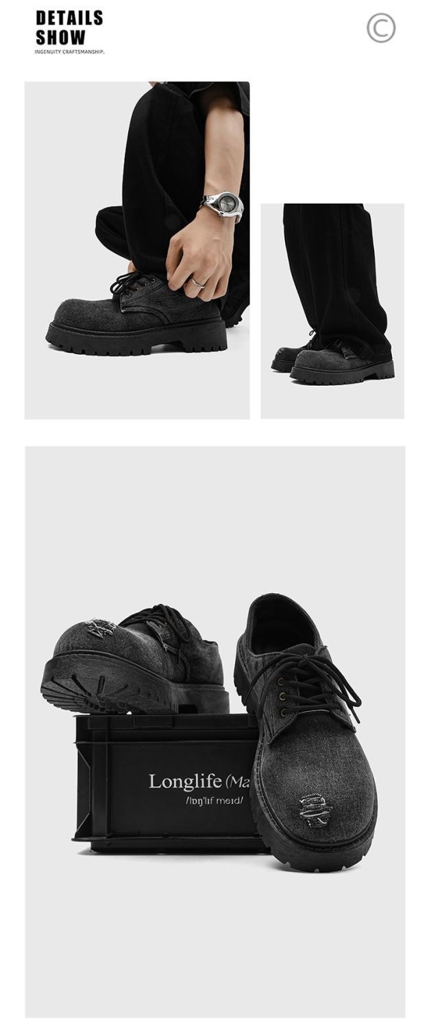 Chaussures de travail tendance et polyvalentes, collection printemps-automne 2025 de ShoeVault : Derby à semelle épaisse antidérapante et résistante à l'usure._voghion.com