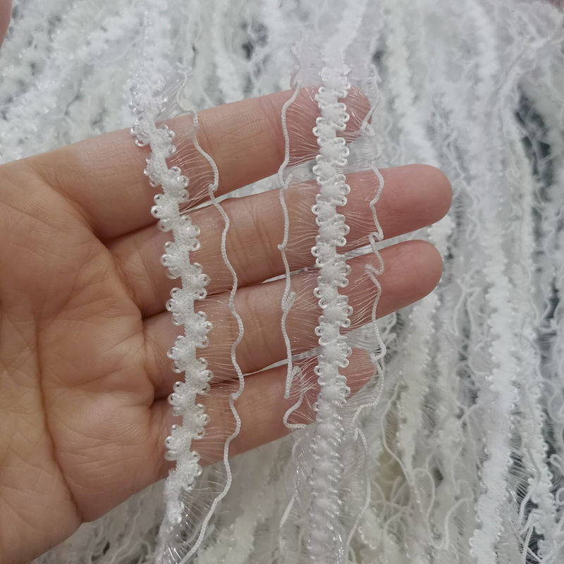木耳荷叶人鱼蕾丝辅料 手工diy服饰弹力松紧织带裙摆袖口白色花边