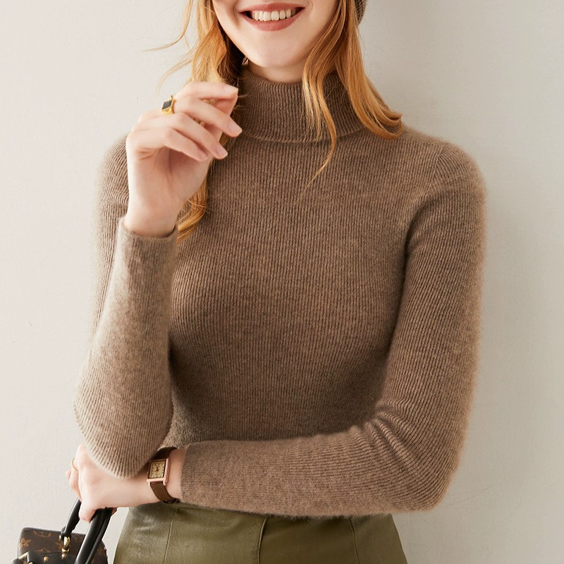 Бесшовная цельная формовка с высоким воротником 100 чистых горных кашемировых свитеров